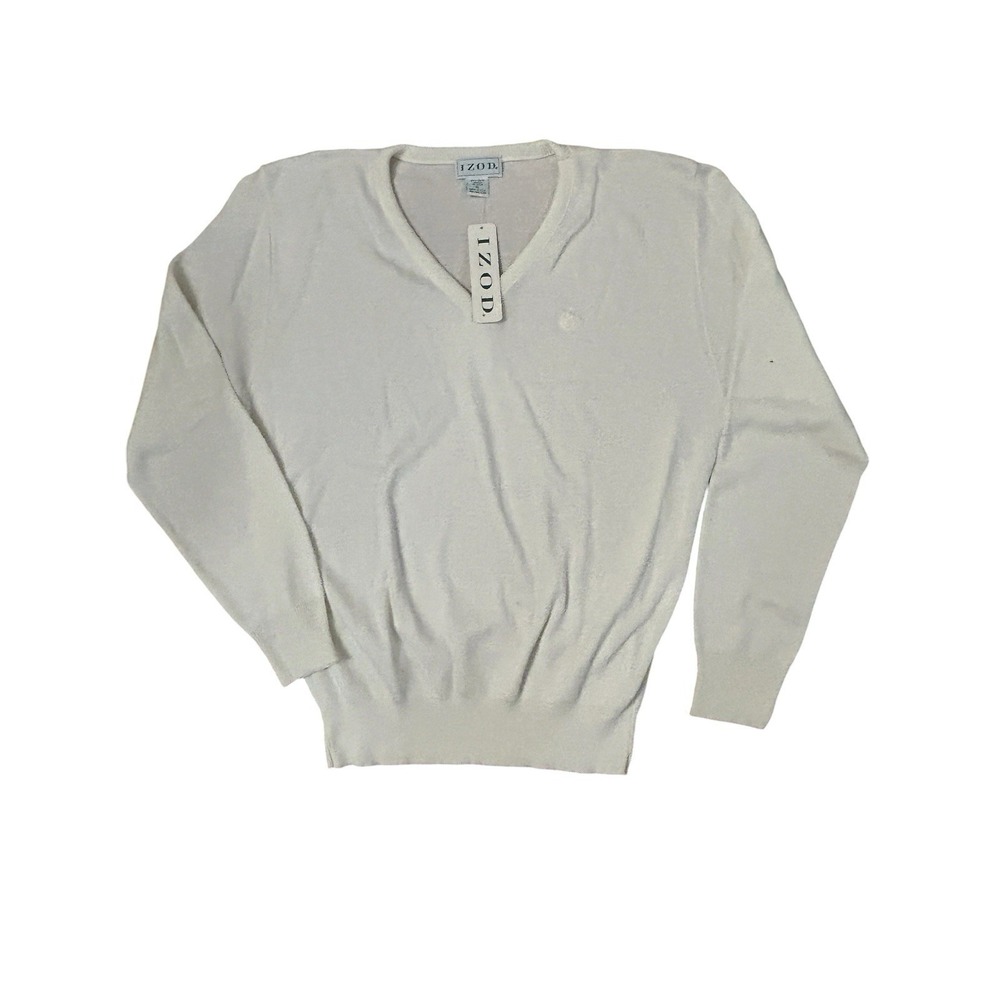 Vintage 90s IZOD V-Neck Sweater Off White Men's XL NWT Deadstock Made USA
